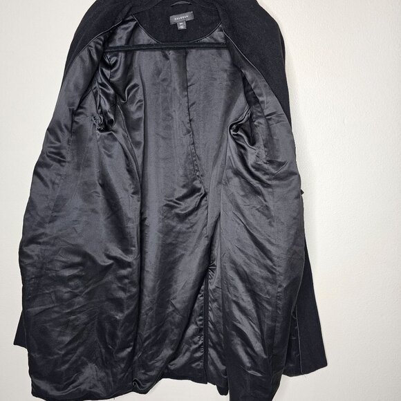 Halogen Size 16W Black Long Wool Blend Single Breasted Button Up Coat 38 Inch - Picture 11 of 11
